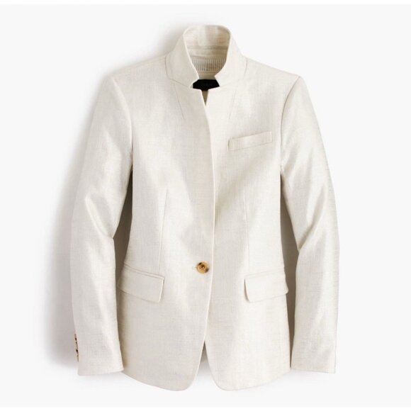J. Crew Regent Blazer Jacket Linen Blend Metallic Thread Cream Ivory 6P - Picture 7 of 13